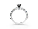 White gold Round Diamond Side Stone Engagement Ring with Six-Prong Setting_15