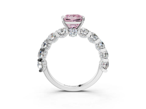 White gold Round Diamond Side Stone Engagement Ring with Six-Prong Setting_15
