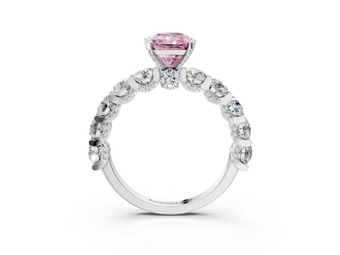White gold Round Diamond Side Stone Engagement Ring with Six-Prong Setting_15