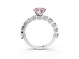 White gold Round Diamond Side Stone Engagement Ring with Six-Prong Setting_15