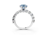 White gold Round Diamond Side Stone Engagement Ring with Six-Prong Setting_15