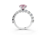 White gold Round Diamond Side Stone Engagement Ring with Six-Prong Setting_15