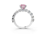 White gold Round Diamond Side Stone Engagement Ring with Six-Prong Setting_15
