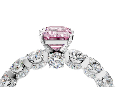 White gold Round Diamond Side Stone Engagement Ring with Six-Prong Setting_16