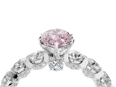 White gold Round Diamond Side Stone Engagement Ring with Six-Prong Setting_16