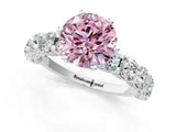 White gold Round Diamond Side Stone Engagement Ring with Six-Prong Setting_16