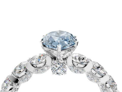 White gold Round Diamond Side Stone Engagement Ring with Six-Prong Setting_16