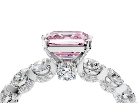 White gold Round Diamond Side Stone Engagement Ring with Six-Prong Setting_16