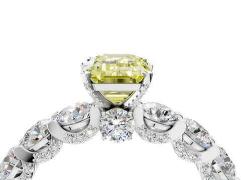 White gold Round Diamond Side Stone Engagement Ring with Six-Prong Setting_16