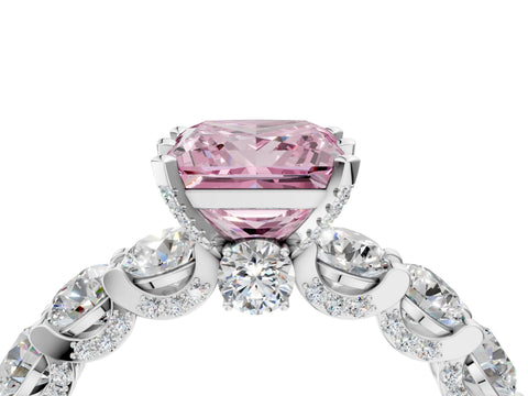 White gold Round Diamond Side Stone Engagement Ring with Six-Prong Setting_16