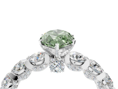 White gold Round Diamond Side Stone Engagement Ring with Six-Prong Setting_16