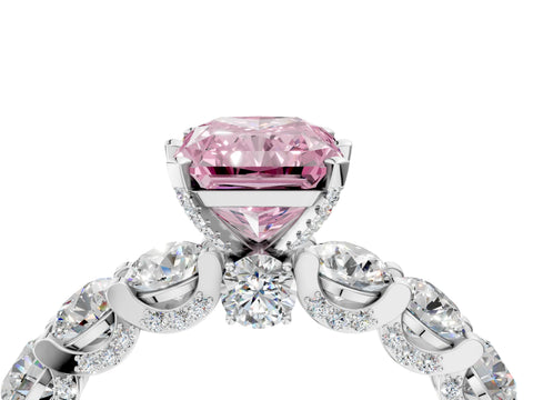 White gold Round Diamond Side Stone Engagement Ring with Six-Prong Setting_16