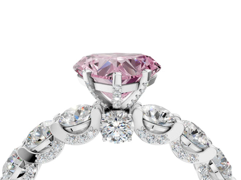 White gold Round Diamond Side Stone Engagement Ring with Six-Prong Setting_16