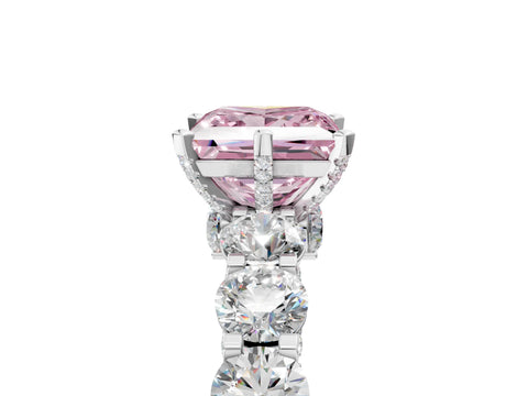 White gold Round Diamond Side Stone Engagement Ring with Six-Prong Setting_17