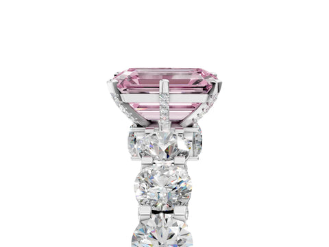 White gold Round Diamond Side Stone Engagement Ring with Six-Prong Setting_17