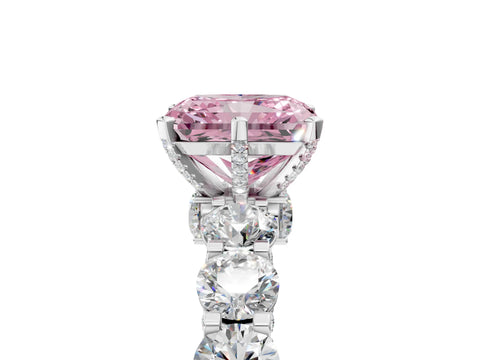 White gold Round Diamond Side Stone Engagement Ring with Six-Prong Setting_17