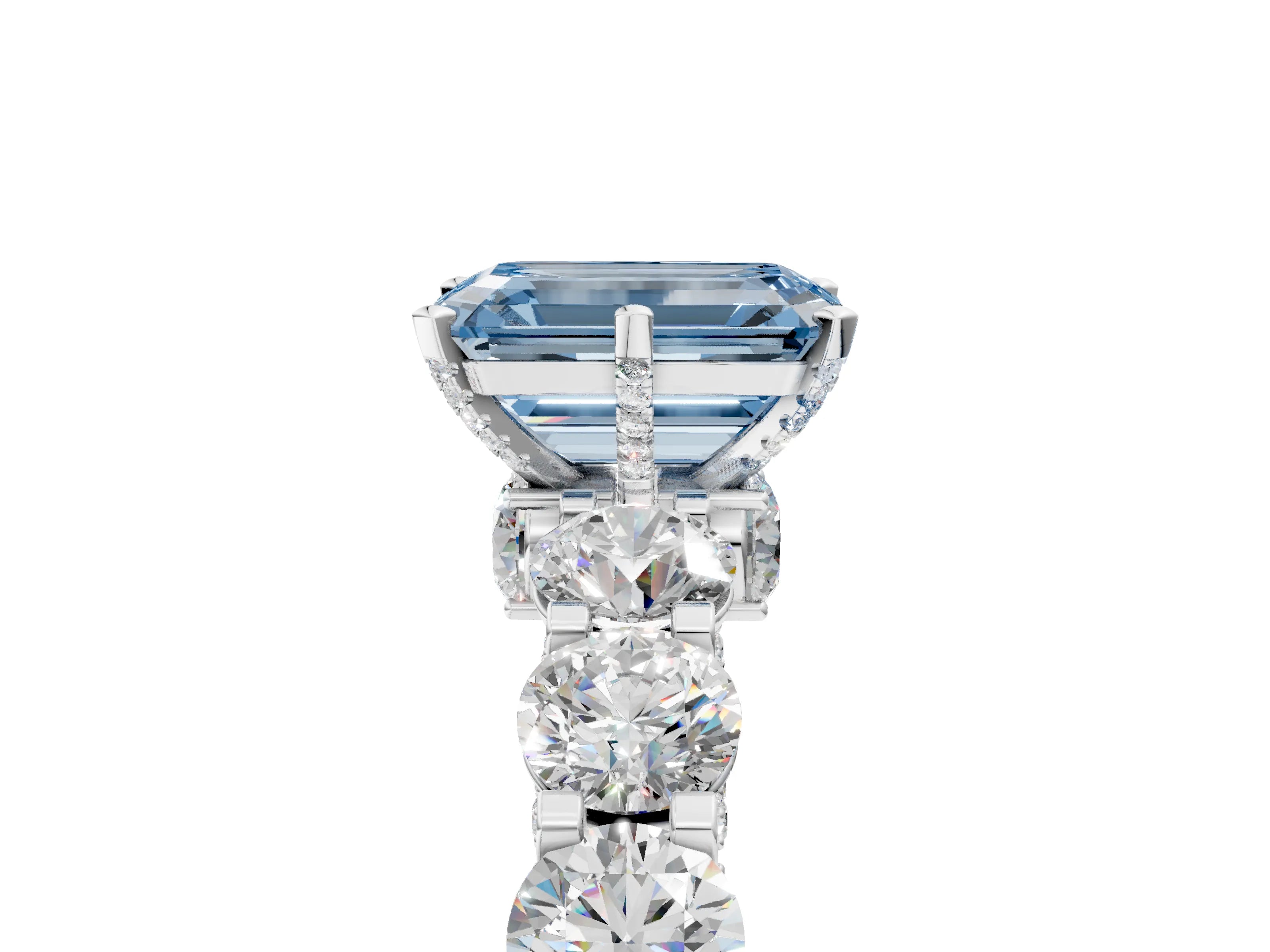 White gold Round Diamond Side Stone Engagement Ring with Six-Prong Setting_17