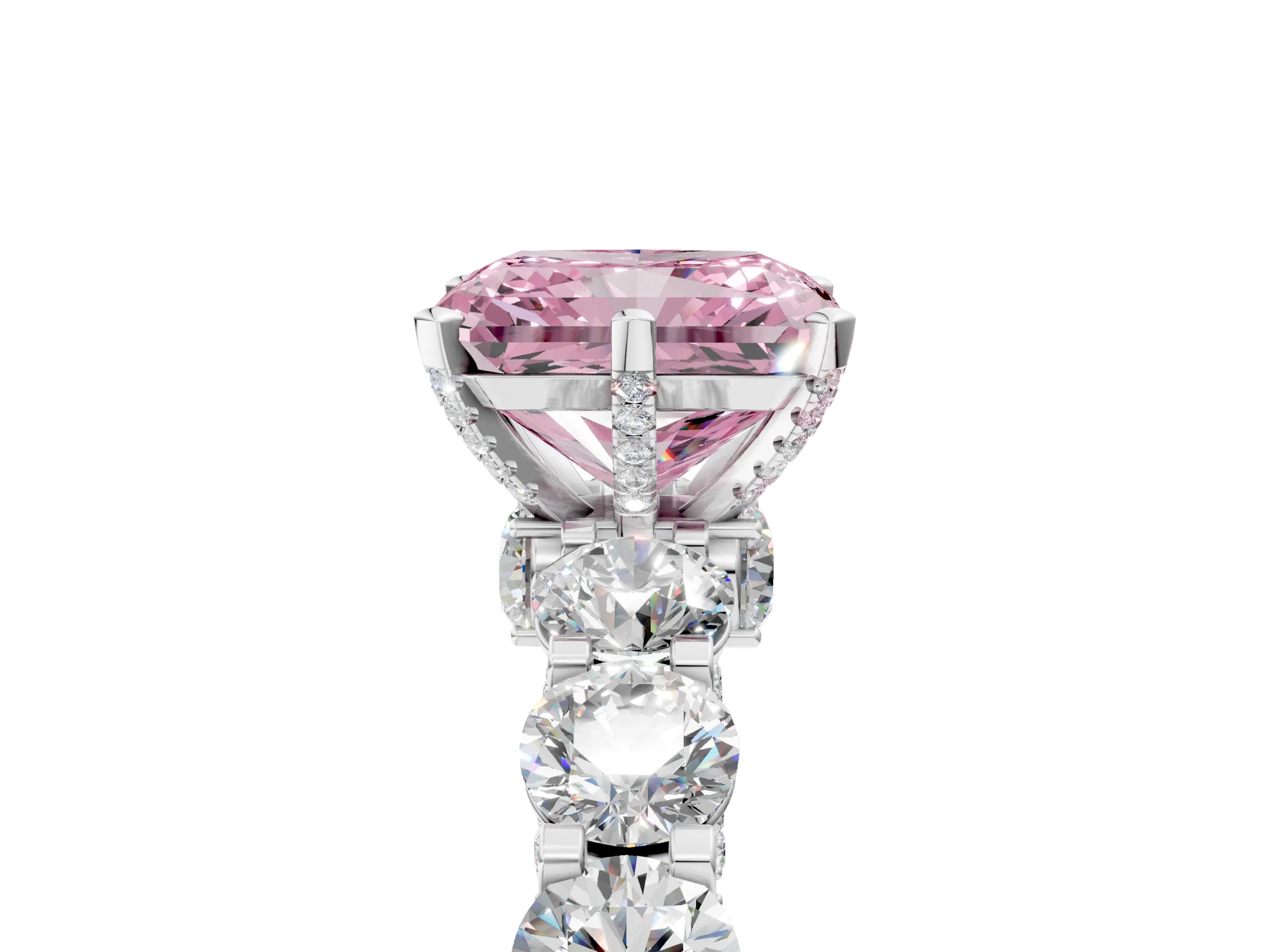 White gold Round Diamond Side Stone Engagement Ring with Six-Prong Setting_17