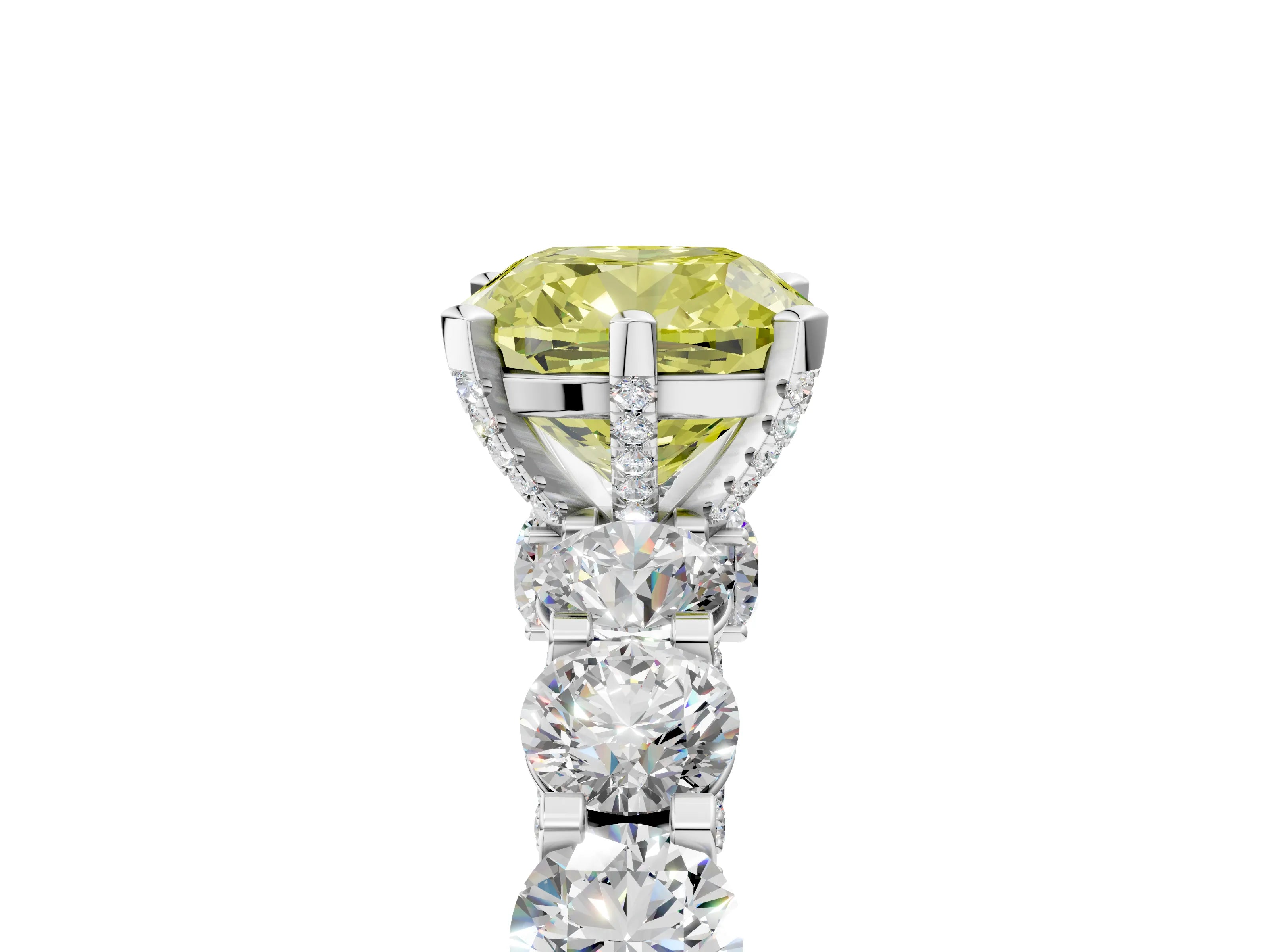 White gold Round Diamond Side Stone Engagement Ring with Six-Prong Setting_17
