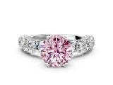 White gold Round Diamond Side Stone Engagement Ring with Six-Prong Setting_18