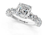 White gold Round Diamond Side Stone Engagement Ring with Six-Prong Setting_19