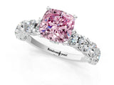 White gold Round Diamond Side Stone Engagement Ring with Six-Prong Setting_19