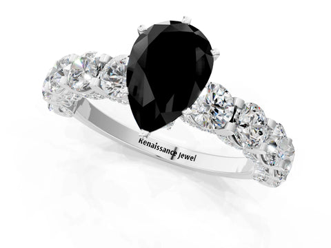 White gold Round Diamond Side Stone Engagement Ring with Six-Prong Setting_1