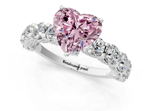White gold Round Diamond Side Stone Engagement Ring with Six-Prong Setting_1