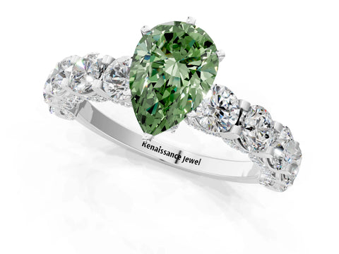White gold Round Diamond Side Stone Engagement Ring with Six-Prong Setting_1