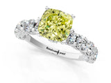 White gold Round Diamond Side Stone Engagement Ring with Six-Prong Setting_1