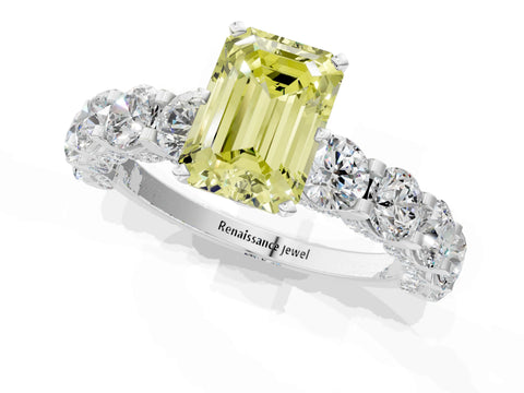 White gold Round Diamond Side Stone Engagement Ring with Six-Prong Setting_1