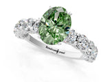 White gold Round Diamond Side Stone Engagement Ring with Six-Prong Setting_1