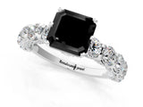White gold Round Diamond Side Stone Engagement Ring with Six-Prong Setting_1