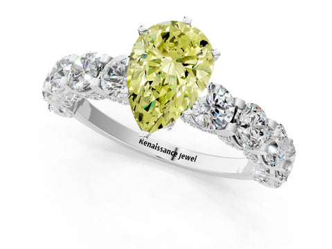 White gold Round Diamond Side Stone Engagement Ring with Six-Prong Setting_1
