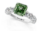White gold Round Diamond Side Stone Engagement Ring with Six-Prong Setting_1