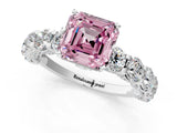 White gold Round Diamond Side Stone Engagement Ring with Six-Prong Setting_1