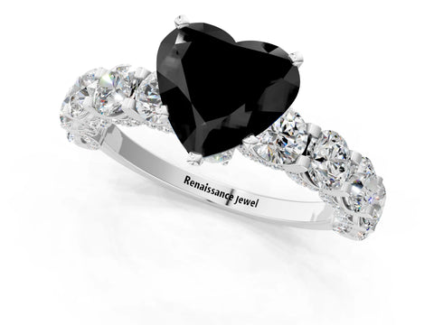 White gold Round Diamond Side Stone Engagement Ring with Six-Prong Setting_1