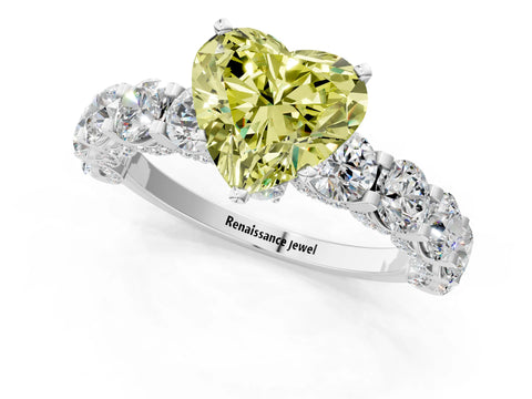 White gold Round Diamond Side Stone Engagement Ring with Six-Prong Setting_1