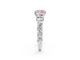 White gold Round Diamond Side Stone Engagement Ring with Six-Prong Setting_20