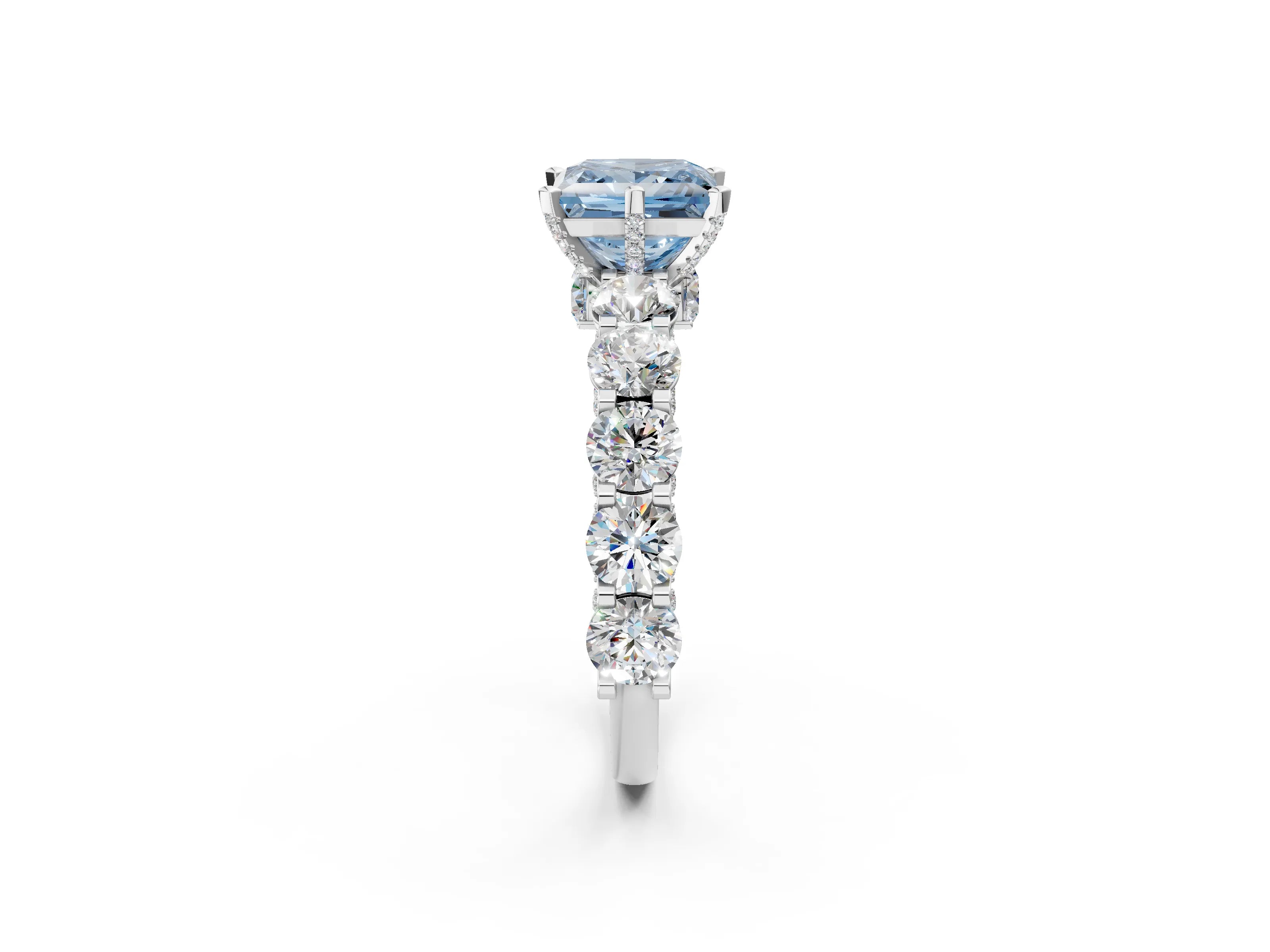 White gold Round Diamond Side Stone Engagement Ring with Six-Prong Setting_20