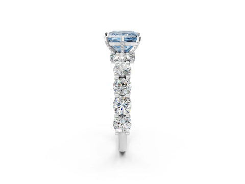 White gold Round Diamond Side Stone Engagement Ring with Six-Prong Setting_20