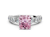 White gold Round Diamond Side Stone Engagement Ring with Six-Prong Setting_20