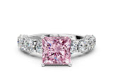 White gold Round Diamond Side Stone Engagement Ring with Six-Prong Setting_21