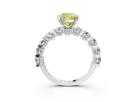White gold Round Diamond Side Stone Engagement Ring with Six-Prong Setting_21