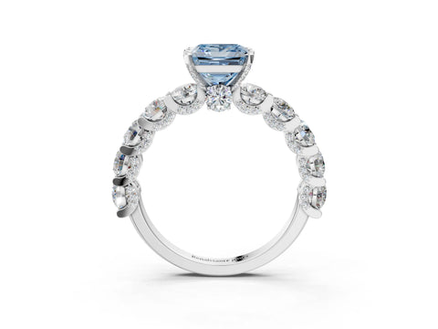 White gold Round Diamond Side Stone Engagement Ring with Six-Prong Setting_21