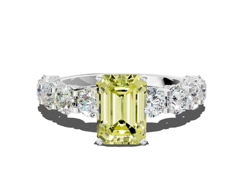 White gold Round Diamond Side Stone Engagement Ring with Six-Prong Setting_22