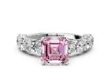 White gold Round Diamond Side Stone Engagement Ring with Six-Prong Setting_22