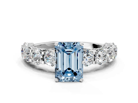 White gold Round Diamond Side Stone Engagement Ring with Six-Prong Setting_23
