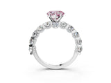 White gold Round Diamond Side Stone Engagement Ring with Six-Prong Setting_24