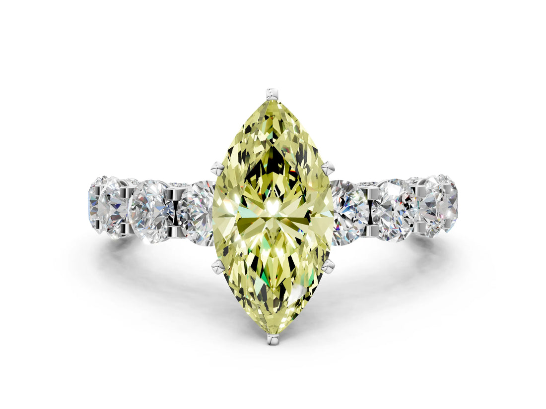 White gold Round Diamond Side Stone Engagement Ring with Six-Prong Setting_24
